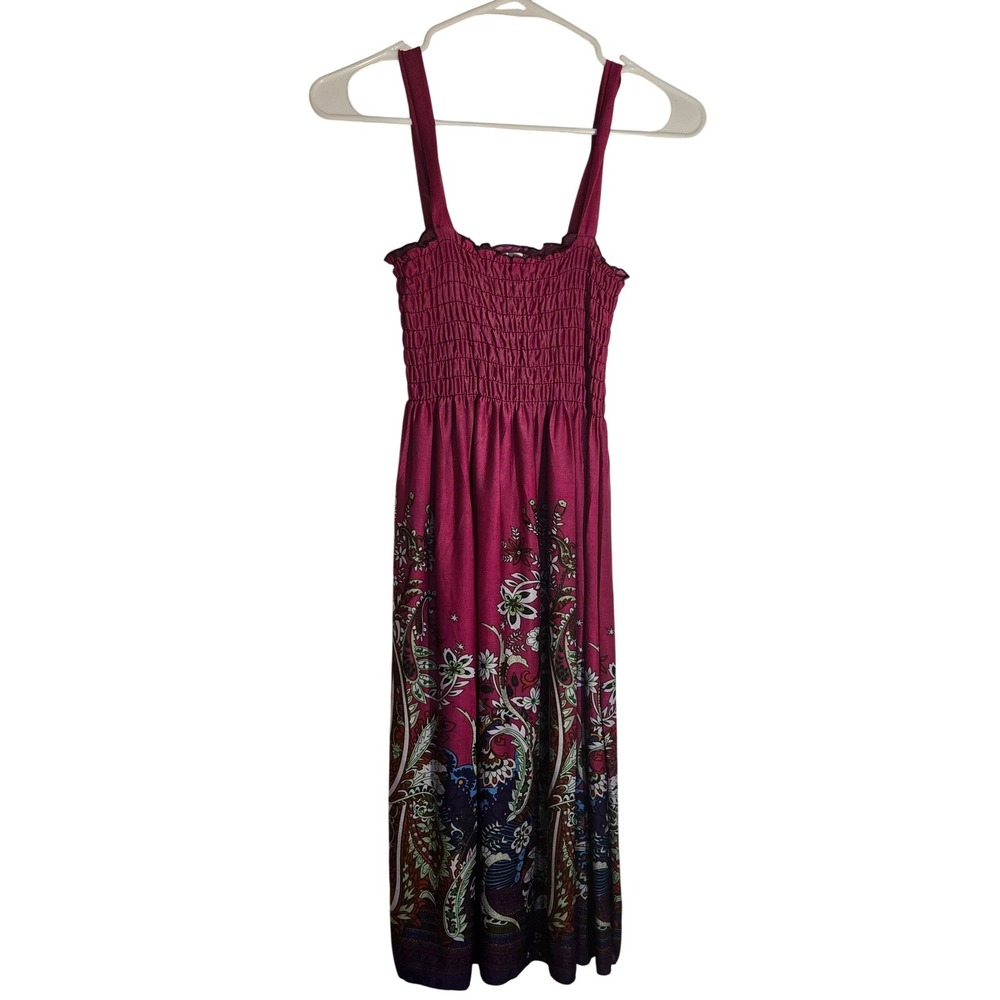 Ace Fashion Girls Magenta Pink Smocked Floral Paisley Maxi Dress Size XXL
